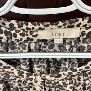 LOFT Animal Print Button-Up Blouse